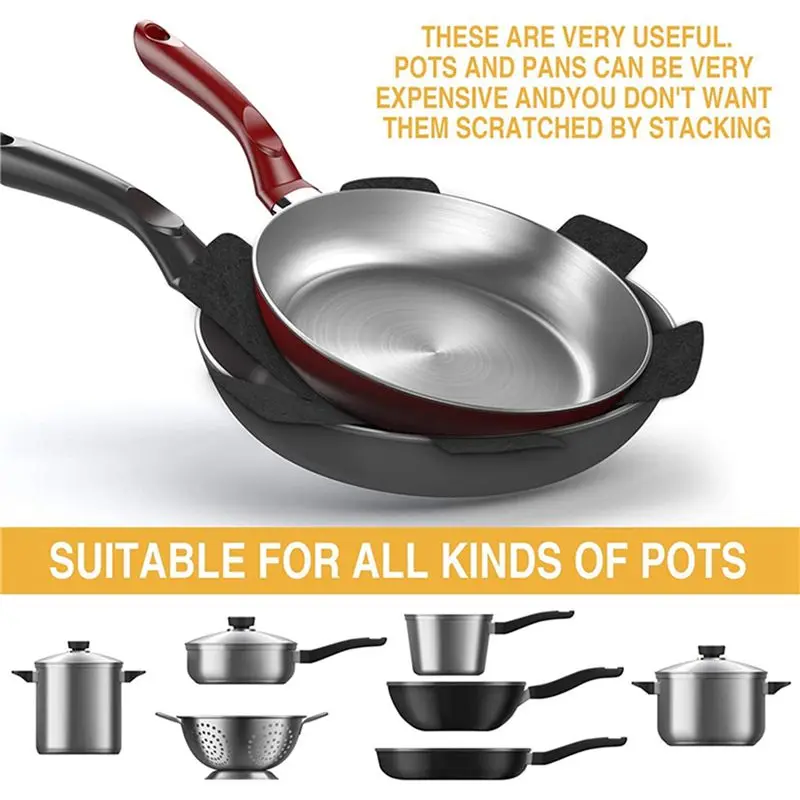 A84G-Pan Protector,Set Of 10Pan Protection Felt 38Cm Protection Pot Protector,Anti-Slip Stacking Protection For Pans,Bowls