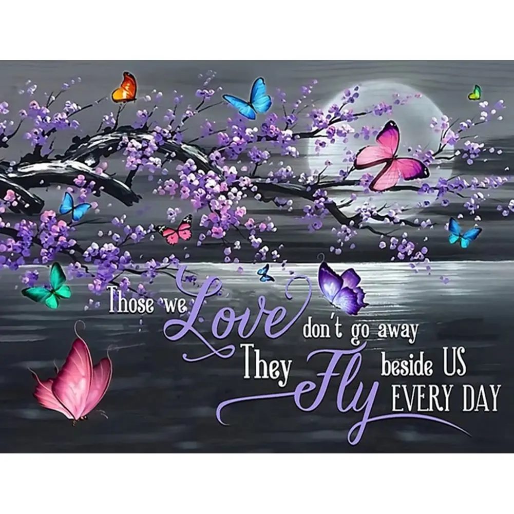 40x50cm Diamond Painting Kit Those We Love Don't Go Away They Fly Beside Us Everyday, Diy Full Round Mosaic Embroidery Picture