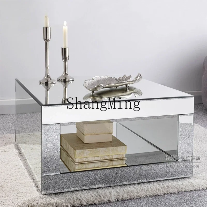 FG mirror coffee table small apartment household modern living room sofa corner table simple photography props coffee table