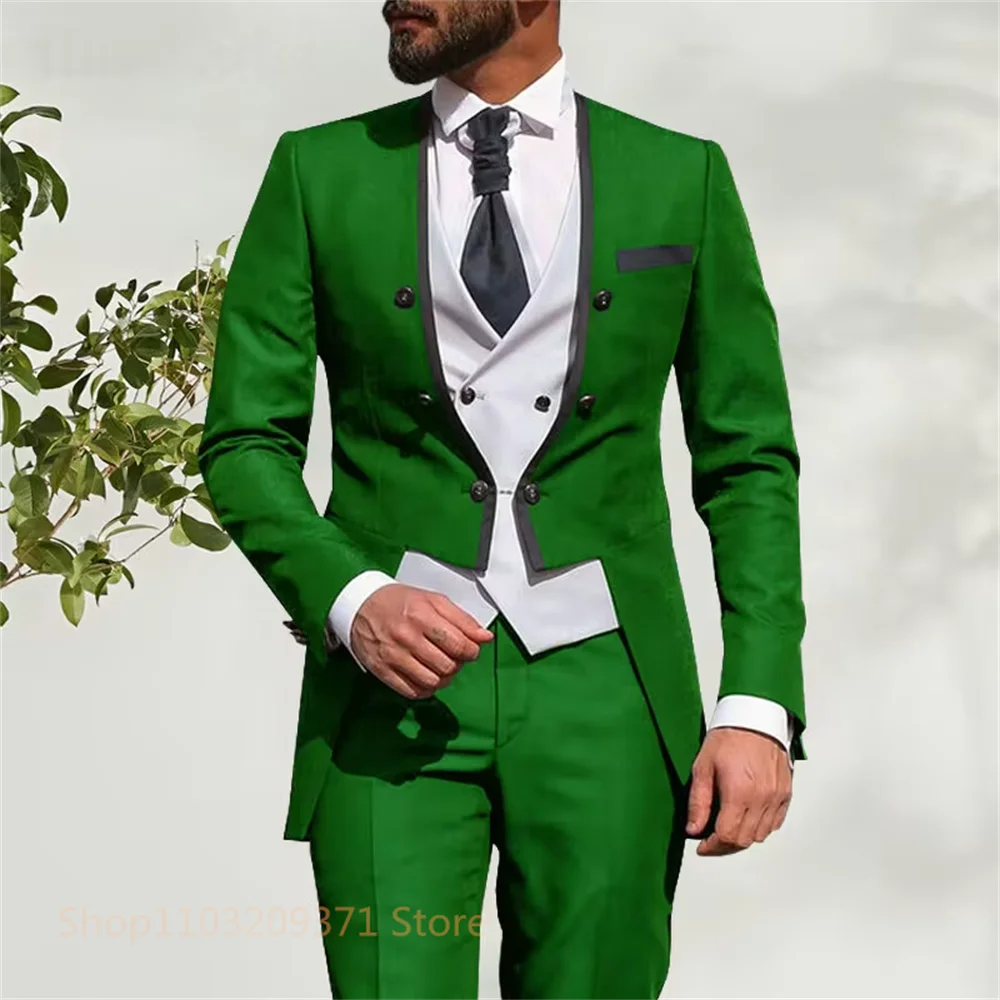 Dinner Party Wedding Suits for Men 3 Piece Custom Made Men Slim Fit Smoking Suit Royal Blue Groom Tuxedo Costume Mariage Homme