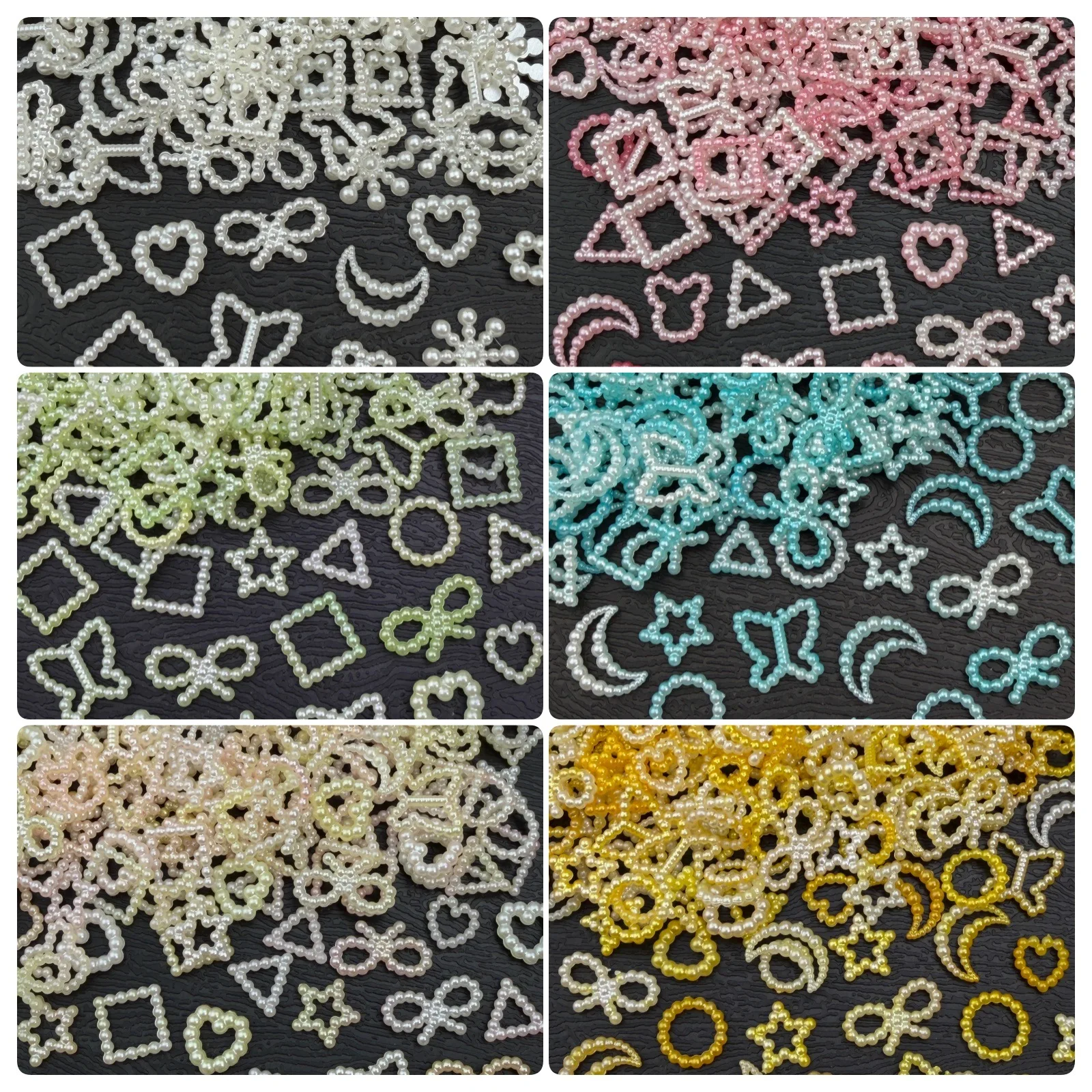50PCS Luxurious, Bright Multi Shape Bowknot Shape Imitation Pearls For Nail Jewelry, Earrings, Clothing, And Other Decorative
