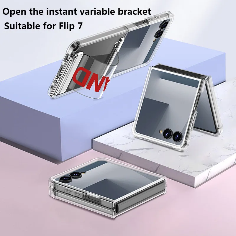 

Чехол с ремешком на запястье для Samsung Galaxy Z Flip 7 Flip7 5G, подушка безопасности с углом, ультратонкий прозрачный чехол для предотвращения столкновений