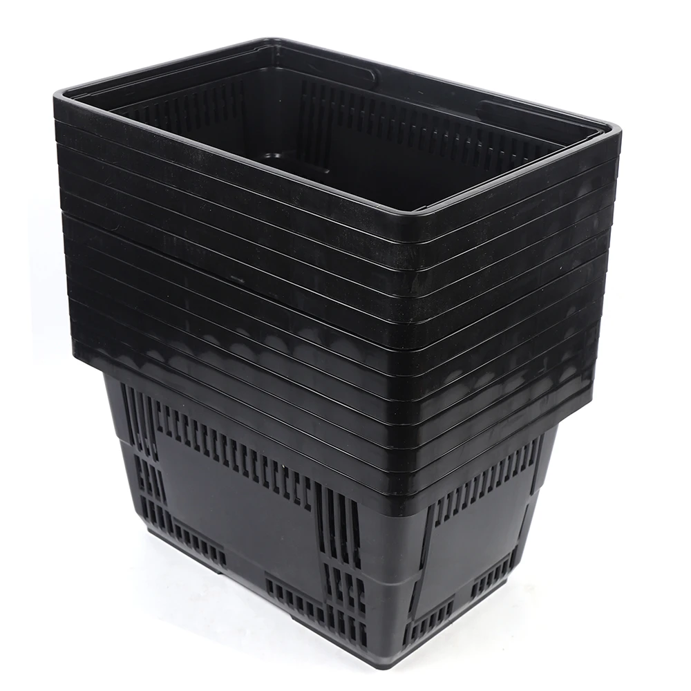 12 Pack Plastic Shopping Basket Invisible Handle Design 480*330*260mm Stackable