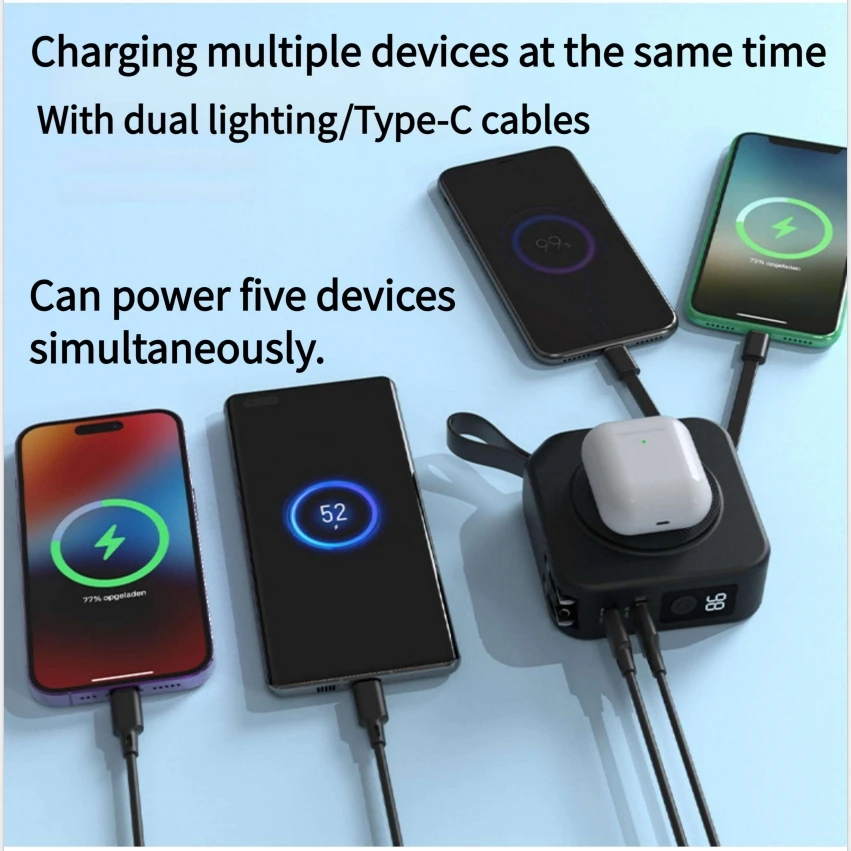 Magnetic wireless charging bank comes with cable and plug PD22.5W 10000mAh compact and portable charger iphone 14 mini powerful