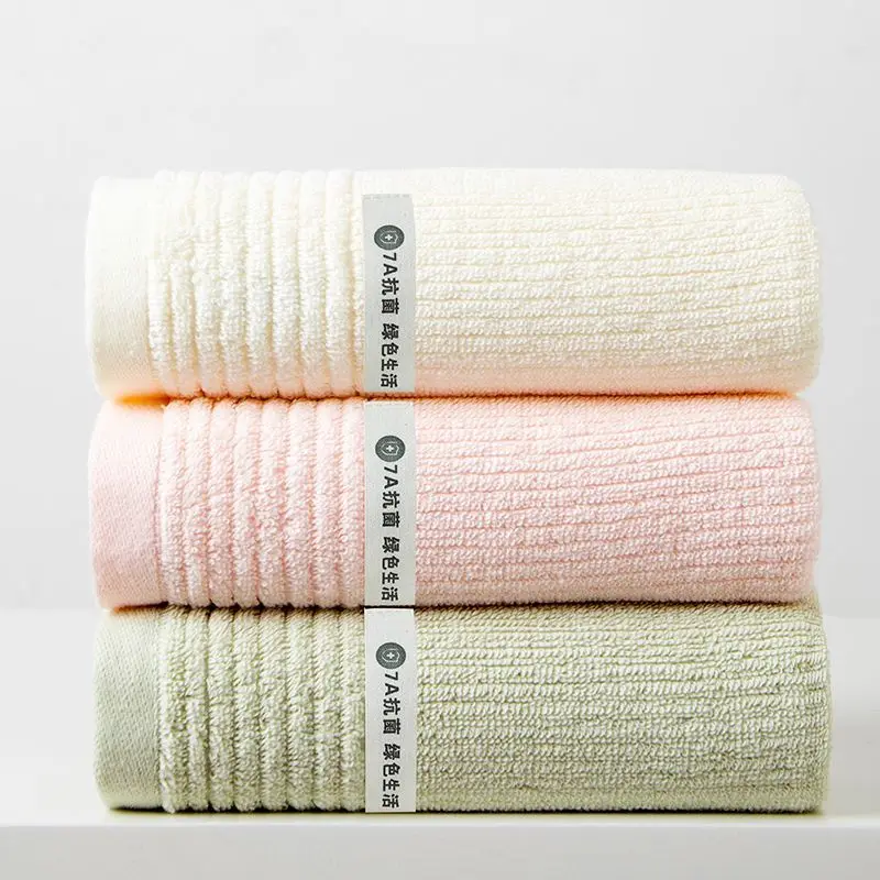4 Pack 7A Antibacterial Cotton Towels Soft Absorbent Quick Dry Striped Textured Bath for Adults Home Bathroom Daily Use