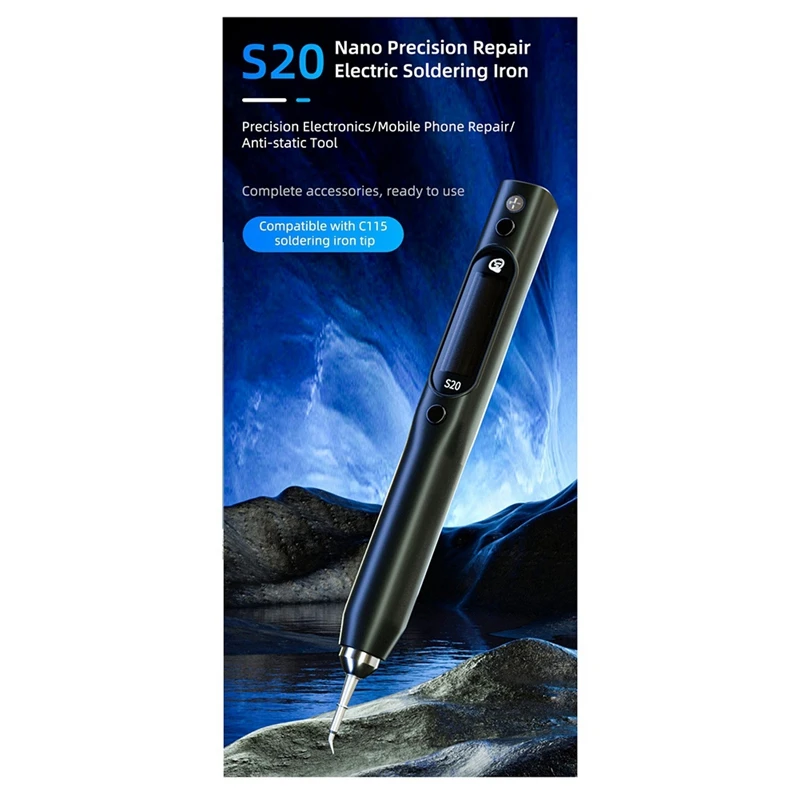Fer à souder électrique S20(K) 0,91 pouces OLED 500 ℃   Prise en charge des puissances PD/QC compatibles avec la prise ue du fer à souder C115