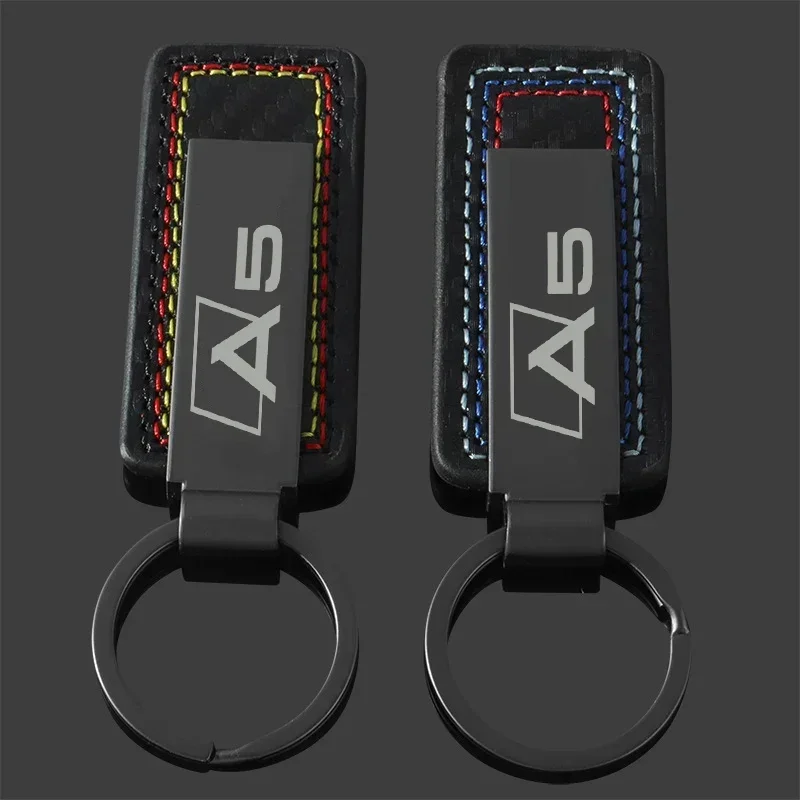 Leather Metal Keyrings Car Emblem Keychain Key Rings High Quality Key Case For Audi A5 Logo B8 8P B9 8V B6 B7 C6 C7 Accessories