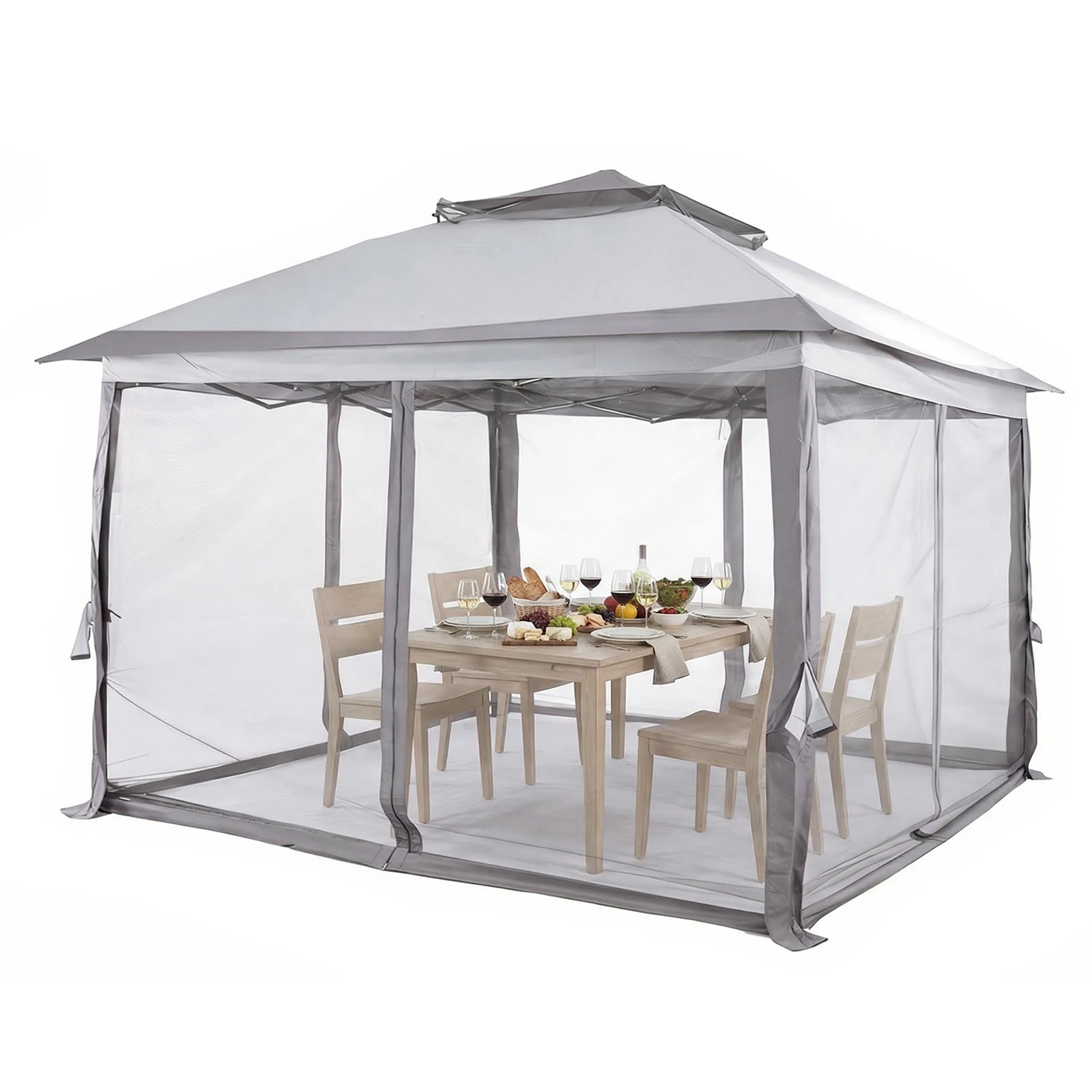 

Складной шатер-павильон 3х3 м (10x10 футов) для тяжелых условий эксплуатации с металлическим каркасом, колышками и москитными сетками для вечеринок и барбекю на заднем дворе