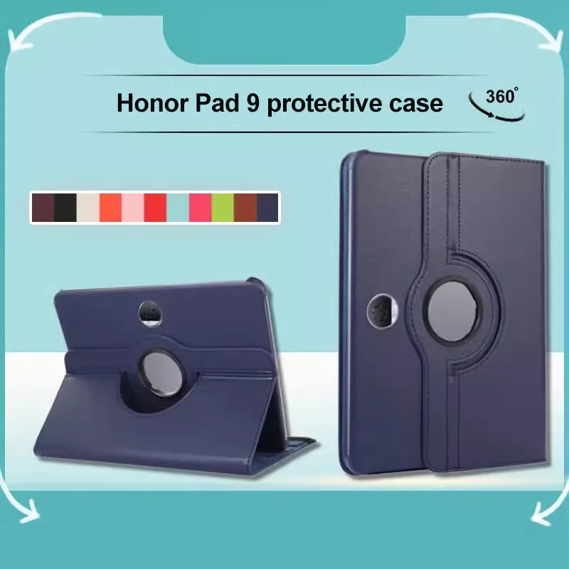 Rotating Lychee Pattern Leather Case For Honor Pad 9 12.1 inch HEY2-W09 2023 Pad 8 12 X9 X8 Pro 11.5 X8 Lite V8 V7 Pro