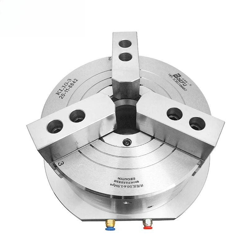 Vertical hollow pneumatic chuck KL06Q-3 precision 3-jaw power chuck with 0.02mm for drilling, milling and tapping machines