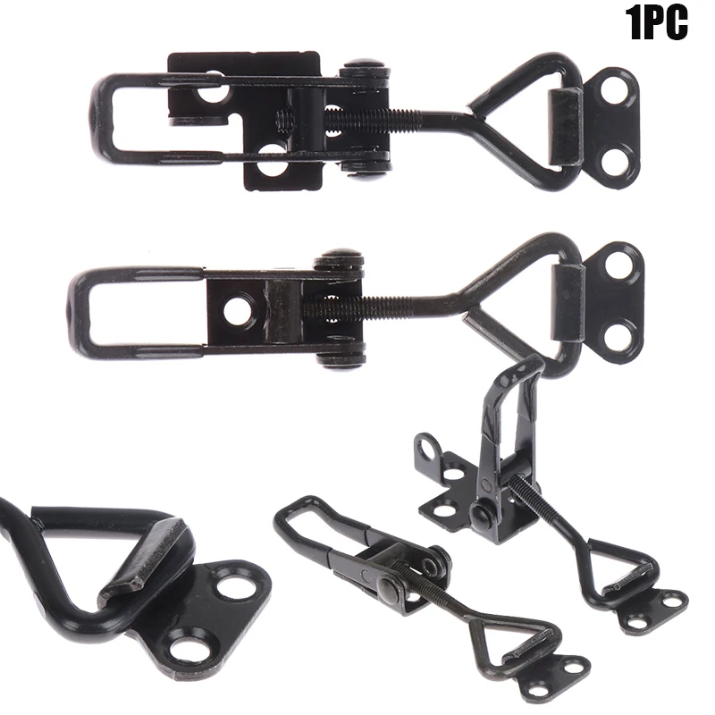 1PC Adjustable Toggle Latch Catch Toggle Clamp Cabinet Boxes Lever Handle Lock Hasp For Home Sliding Door Black Quick Clamp