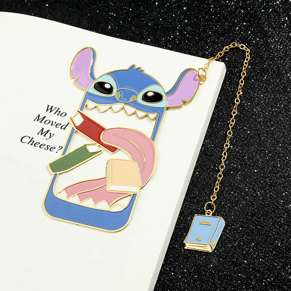 Marcapáginas de Stitch para comer, marcador de libro de Metal para amantes de los libros, regalo para padres e hijos, accesorio de Anime