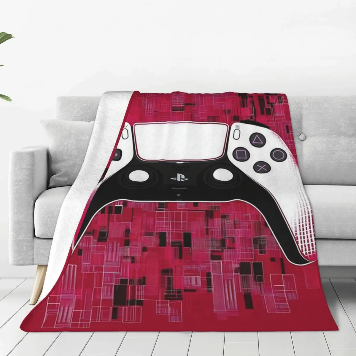 Video Game Controller On Red Background Blankets Fleece Sofa Throw Blankets For Home Bedroom Travel Throws Bedspread Quilt