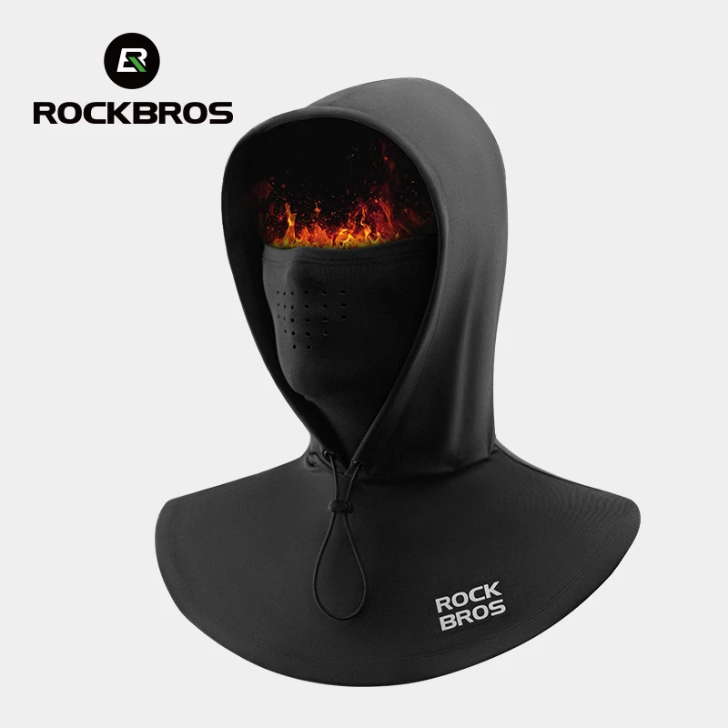ROCKBROS Winter Cycling Balaclava High Elastic Windproof Warm Fleece Hooded Scarf Breathable Face Mask Outdoor Cycling Headgear