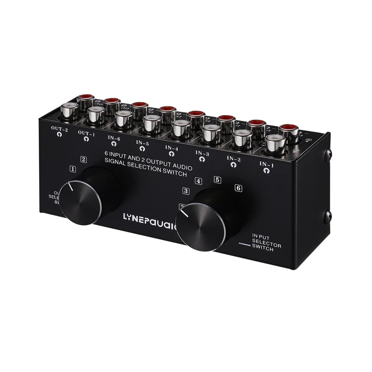 

LYNEPAUAIO Switcher 6 in 2 Out or 2 in 6 Out Headphone Speaker Switcher Sound Source Signal Selection Switcher RCA Port