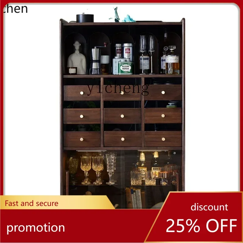 

ZMLretro solid wood chest, living room, small snack locker, bedroom, bedside nine bucket storage cabinet home accessories