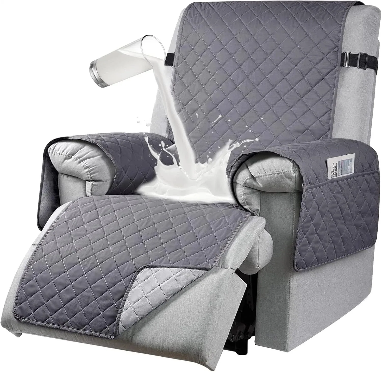 1seater Waterproof Recliner Cover Solid Color Quilted Armchair Slipcover Pet Kids Accent Couch Cushion Living Room Hotel Home