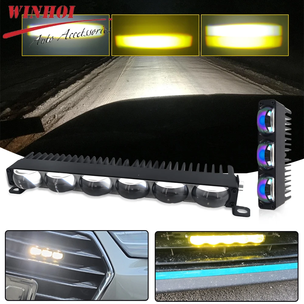 

Car Grill Led Light Universal Led Work Light Bar White Yellow Driving Fog Lights 4x4 Offroad Spotlights 12-36V for Moto Auto SUV