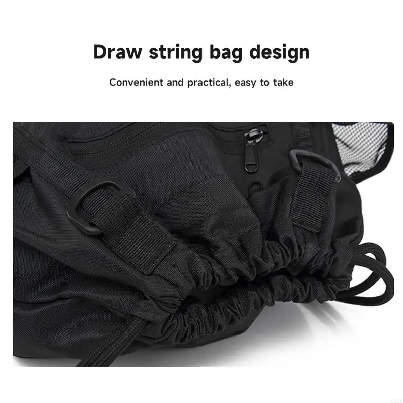 242F Backpack Backpack có thể gập lại túi thể thao Sackpack với túi lưới cầm tay đôi