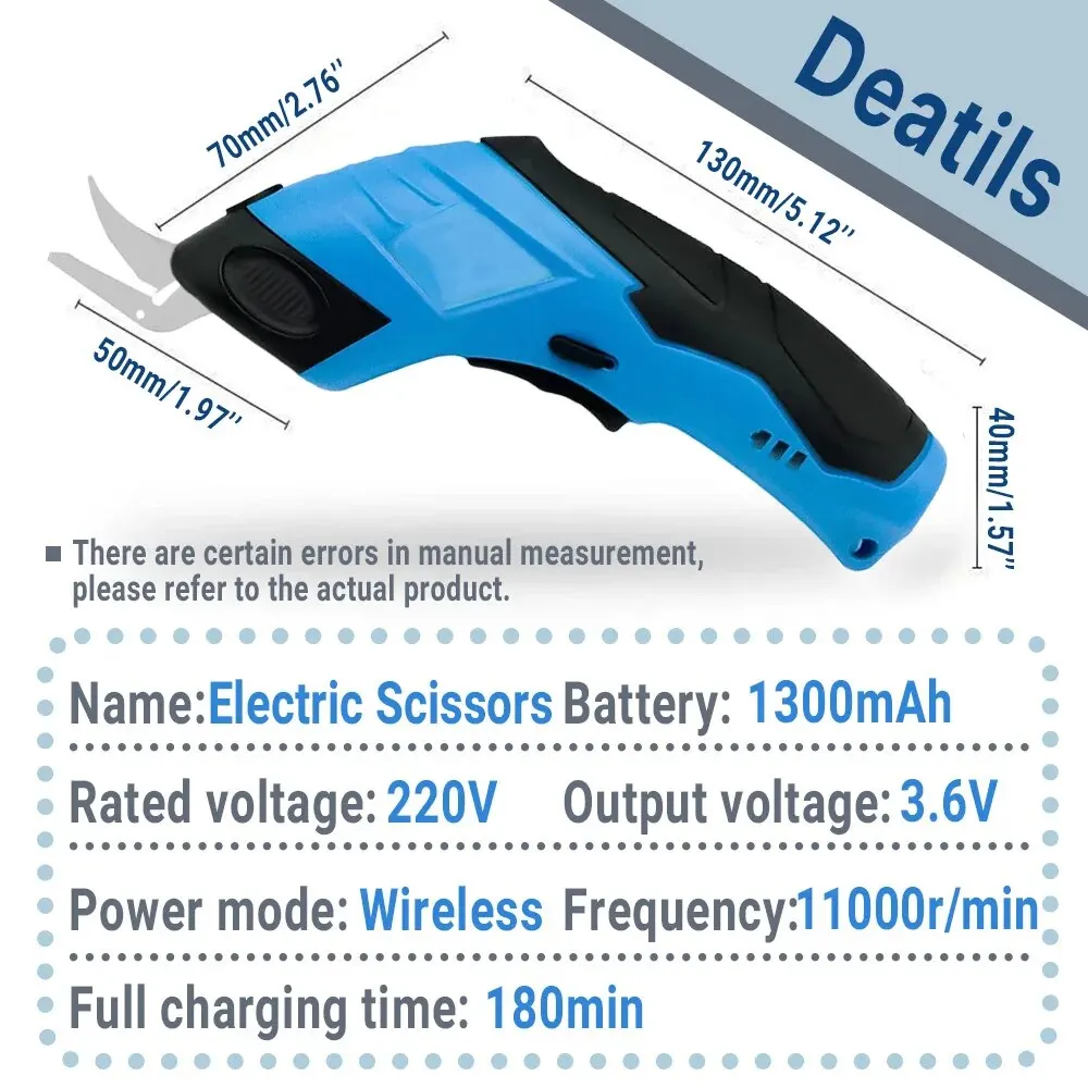 New Cordless Electric Tailoring Scissors USB Charging Suitable for Cutting Cotton Fabric/leather/cloth and Other Materials