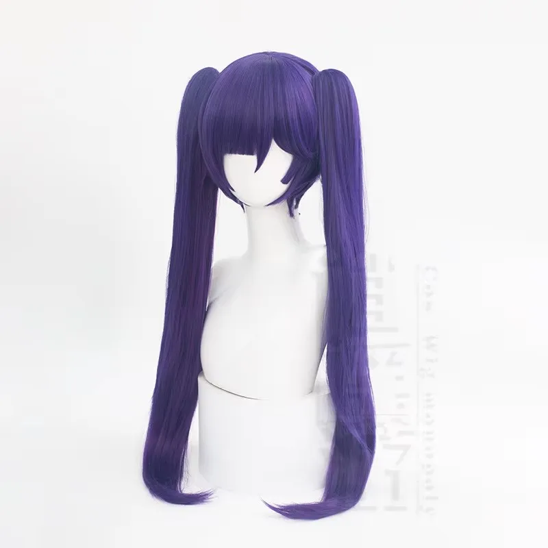 Anime Mona Cosplay Wigs Genshin Impact 80CM Long Purple Heat-resistant Synthetic Hair Halloween Party Mona Cosplay Wigs+wig Cap