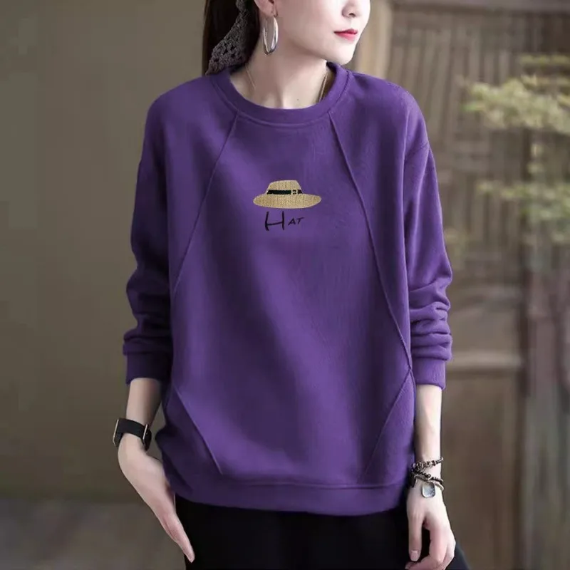 

Женский корейский модный простой повседневный свитшот с принтом Y2K, уличная одежда, свободные толстовки, женский хлопковый пуловер с круглым вырезом и длинными рукавами, топы