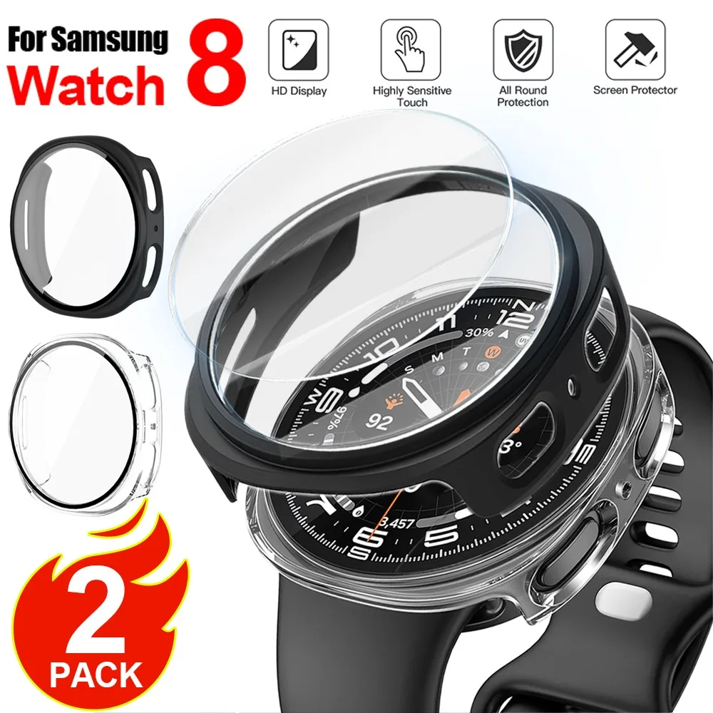 

Tempered Glass +Cover for Samsung Galaxy Watch 8 40/44mm Case+Screen Protector PC Hard Bumper Frame for Galaxy Watch 8 40mm 44mm