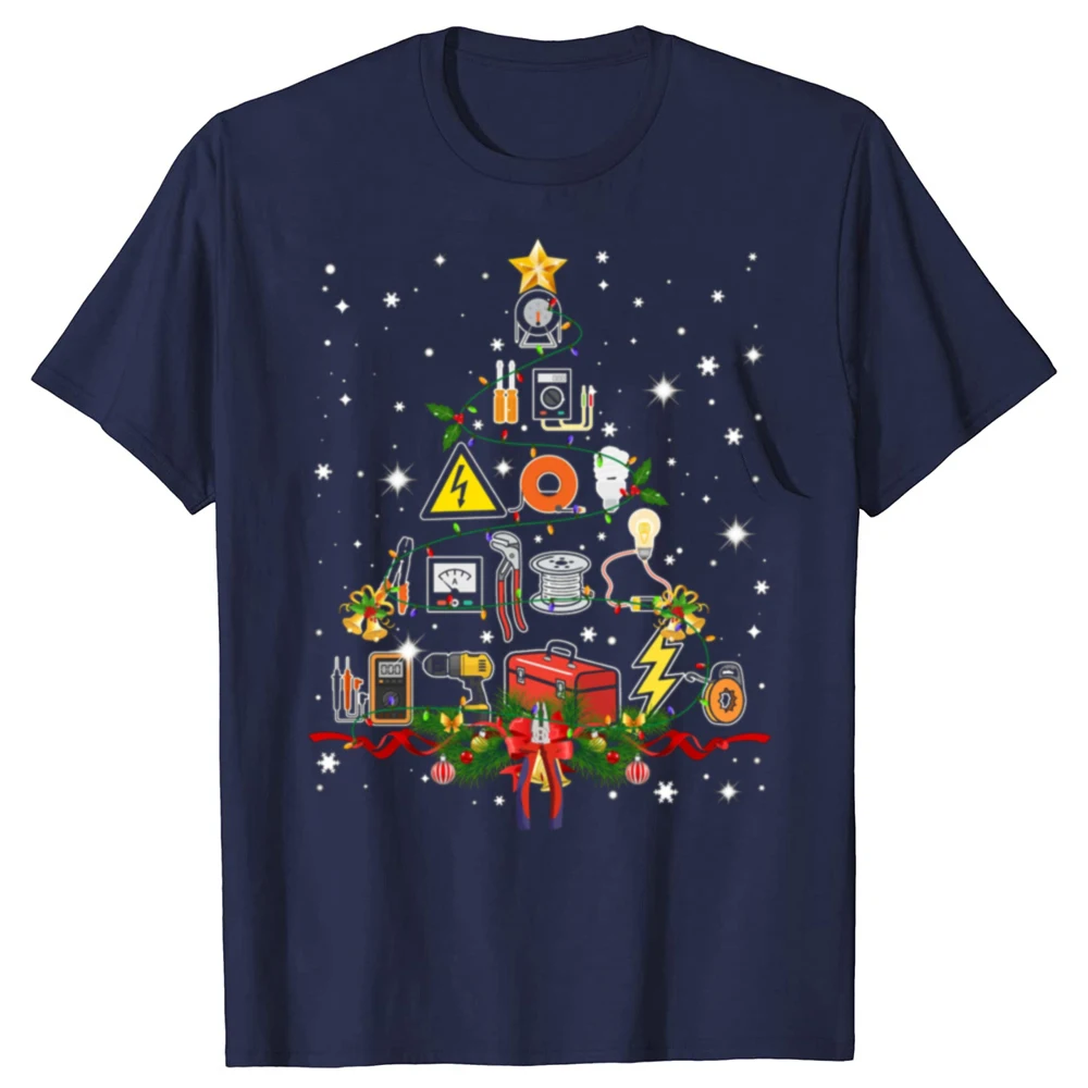 Lustige Elektriker Weihnachten T-shirts Männer Frauen Mode Casual T-shirt 100% Baumwolle Lose Übergroßen Ingenieur Elektrische T Shirt – Detail 3