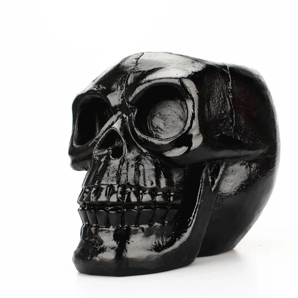 Creative Skull Storage Box Pen Holder Resin Statues Home Desk Decor Halloween Party Ornaments Decoration (Black)
