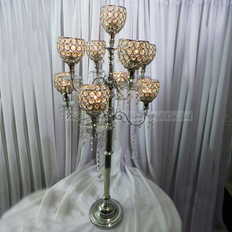 20181227-6 New design desktop cyrtal golden candlestick wedding decoration