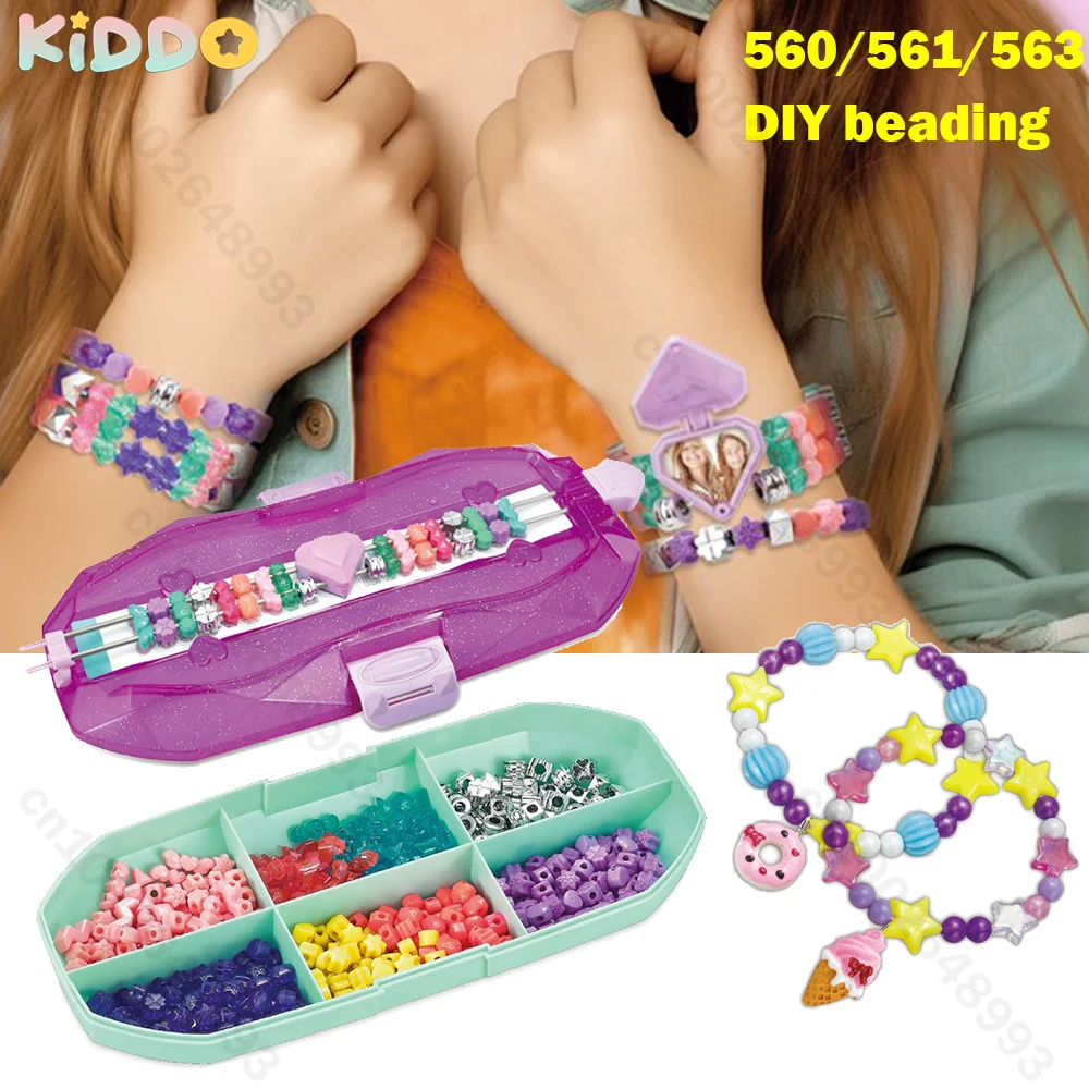 

DIY Beading Girls Beaded Bracelet Rope Weaving Gemstone Beaded Hair Band Bracelet Making Kit Hand Cord Winder Craft Accessories