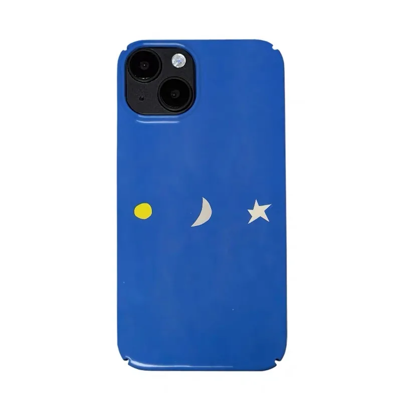 Ins Korean Blue Sun Moon Star Case for IPHONE 17 16 ProMax 15 14 Plus 13 12 MINI 11 PRO 16Plus XR XS MAX SE Acrylic Phone Cover
