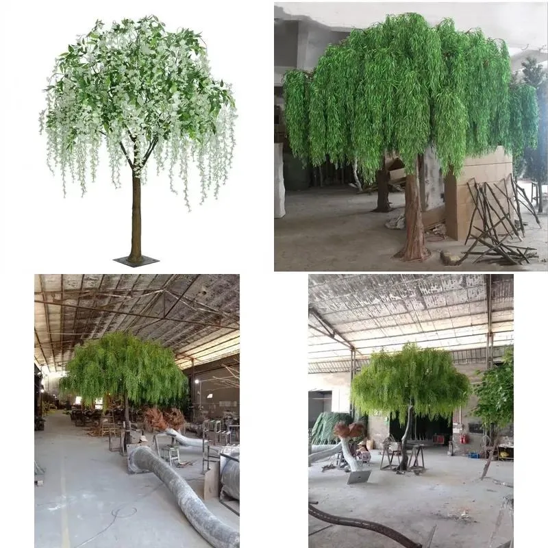Tall Artificial White Wisteria Tree Large Simulated Plant for Outdoor Garden Decoration