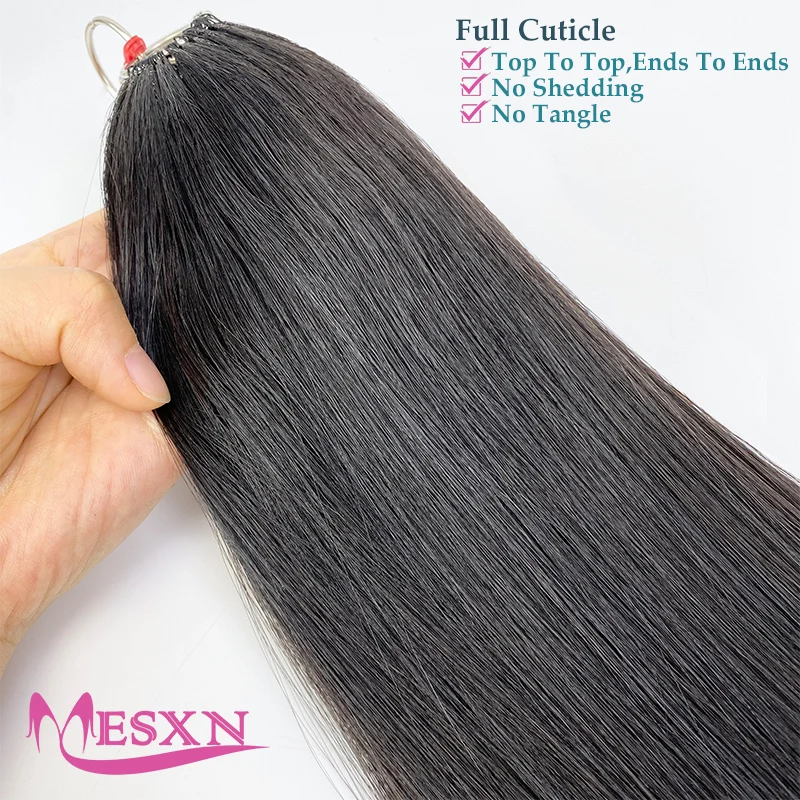 MESXN New Feather hair extensions 100% Human Hair Real Natural Hair Comfortable and Invisible  16"-26"  Brown Blonde 613 color