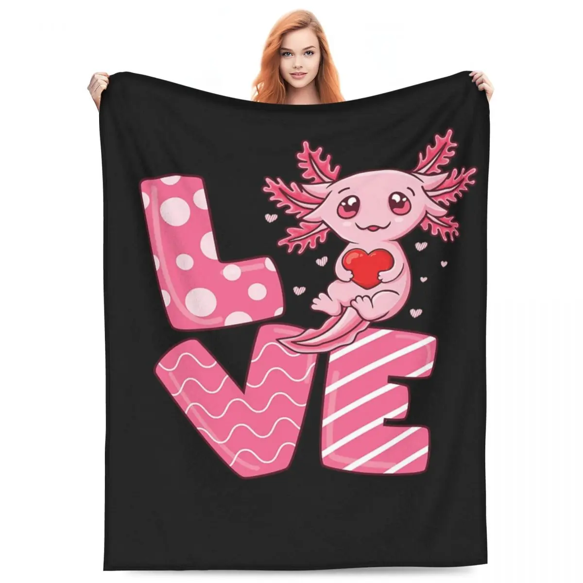 

Axolotl Sea Animal Blankets Flannel Sofa Throw Blanket Portable Throw Blankets for Couch Bedding Travel Throws Bedspread Quilt