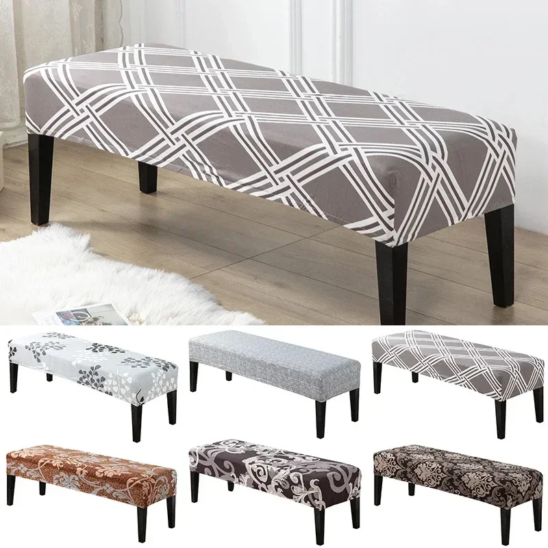 Leopard Printed Bench Cover Stretch Spandex Piano Stool Covers Rectangle Hotel Bed Long Stool Cover Bench Protector Slipcovers