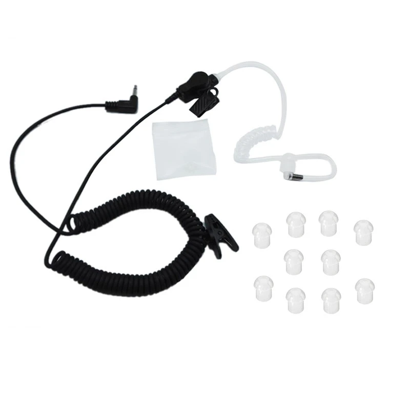 RHF 617-1N 3.5Mm RECEIVER/LISTEN ONLY Surveillance Headset Earpiece With Replacement Mushroom Earbud Ear Tips,10 Pack