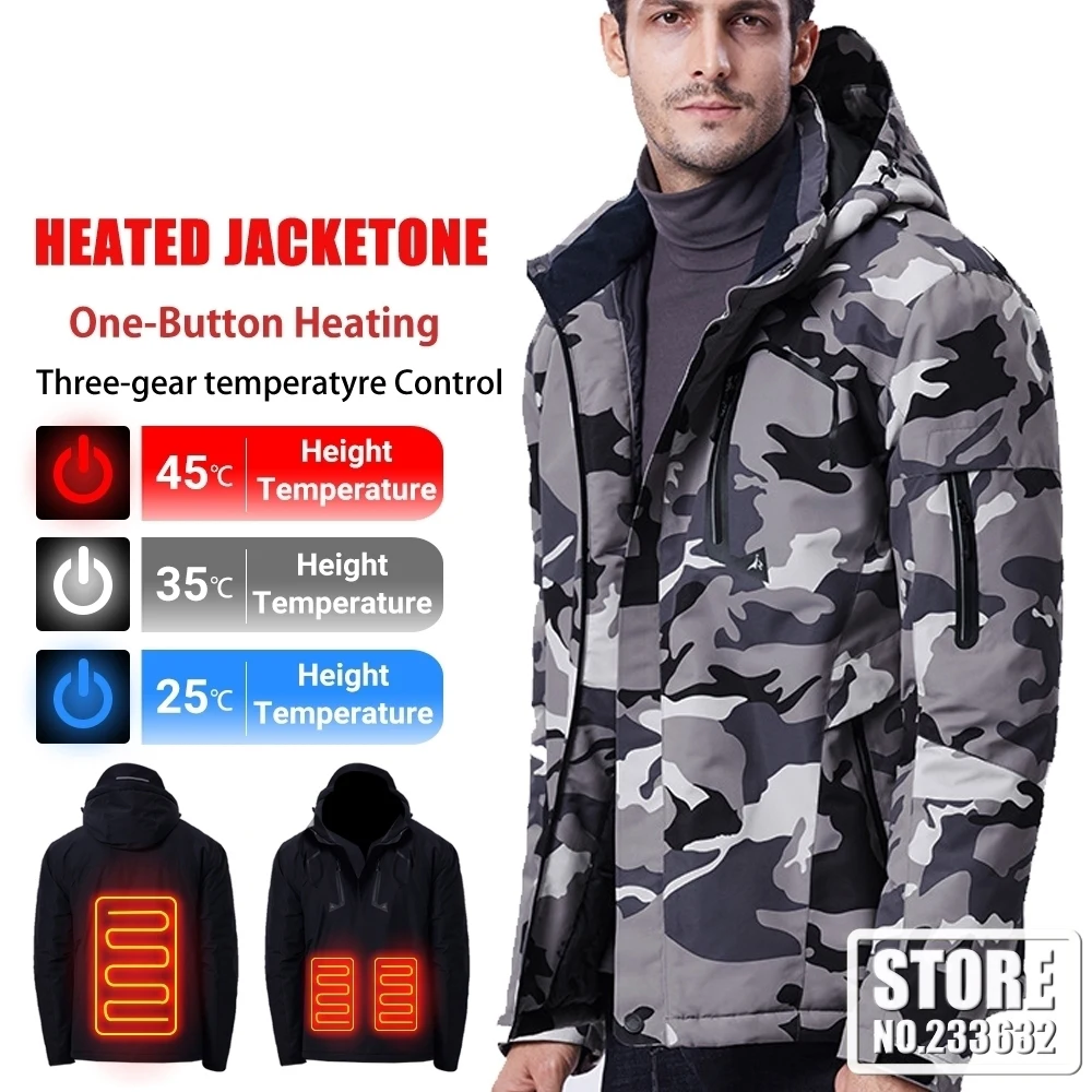 S-10XL Motorcycle Jacket Winter Electric Heated Jacket Waterproof Outdoor Jacket USB Heating Jacket Moto Biker Thermal Coat