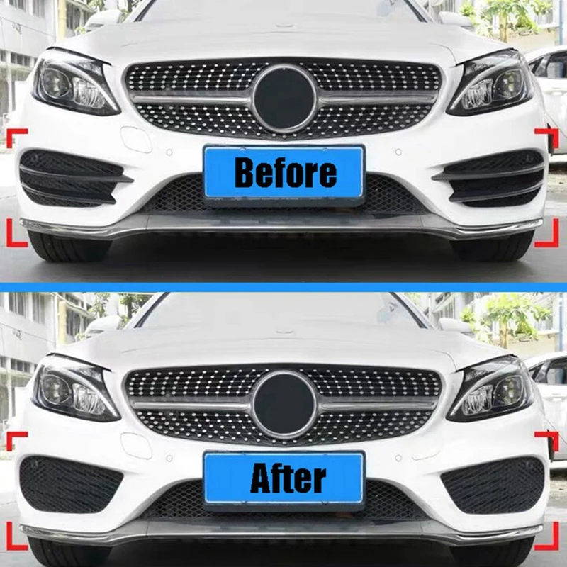 

Front Fog Lights Trim Strips Bumper Lip Splitter Spoiler For Mercedes Benz C Class W205 C180 C200 C250 C260 C300