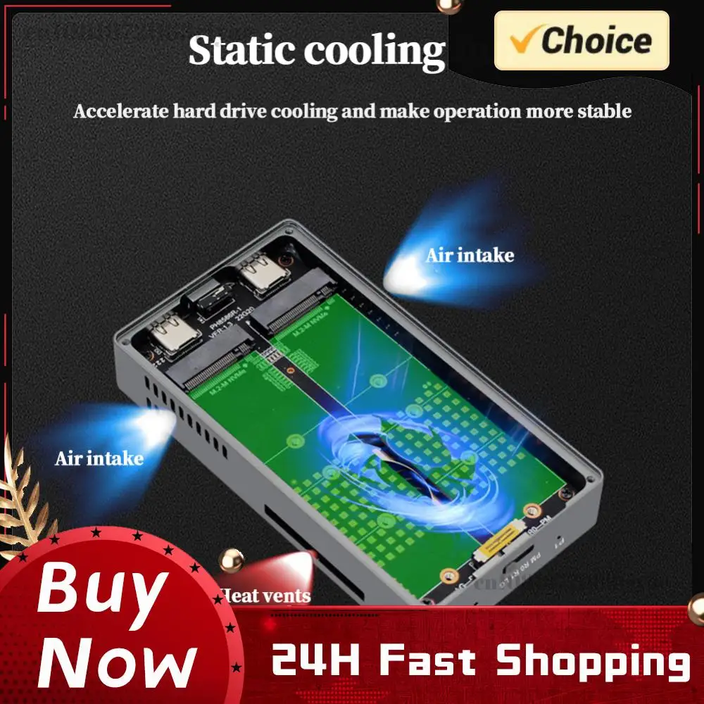 

M.2 NVME M2 SSD Case Dual Bay RAID Mobile Hard Drive Case Type-C USB 3.2 Hard Drive Enclosure Gen 2 20Gbps for Laptop Tablet