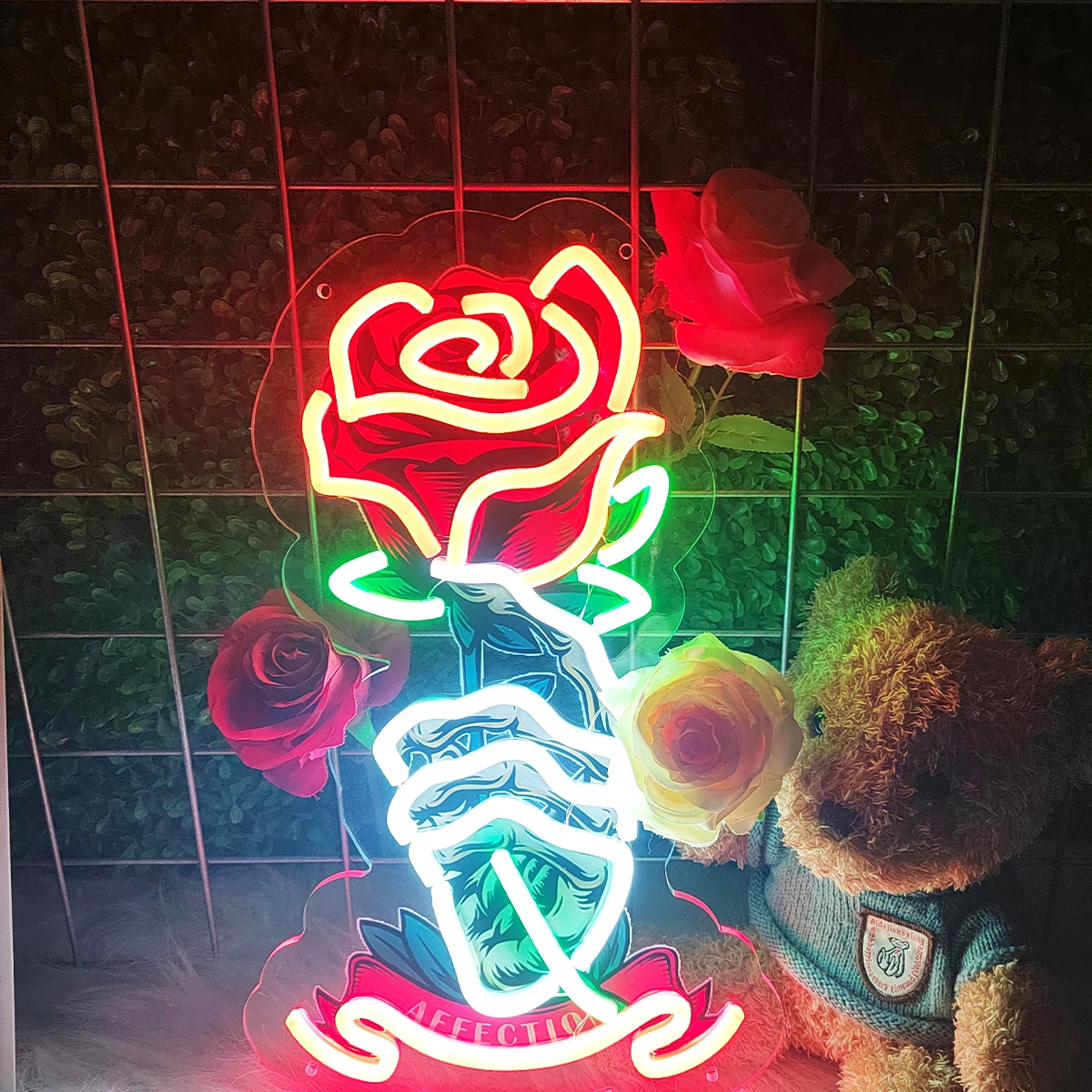 Rose Flowers LED Neon Sign Acrylic Neon Light USB For Home Bedroom Living Room Bar Party Wedding Wall Art Decor Night neon Lamp