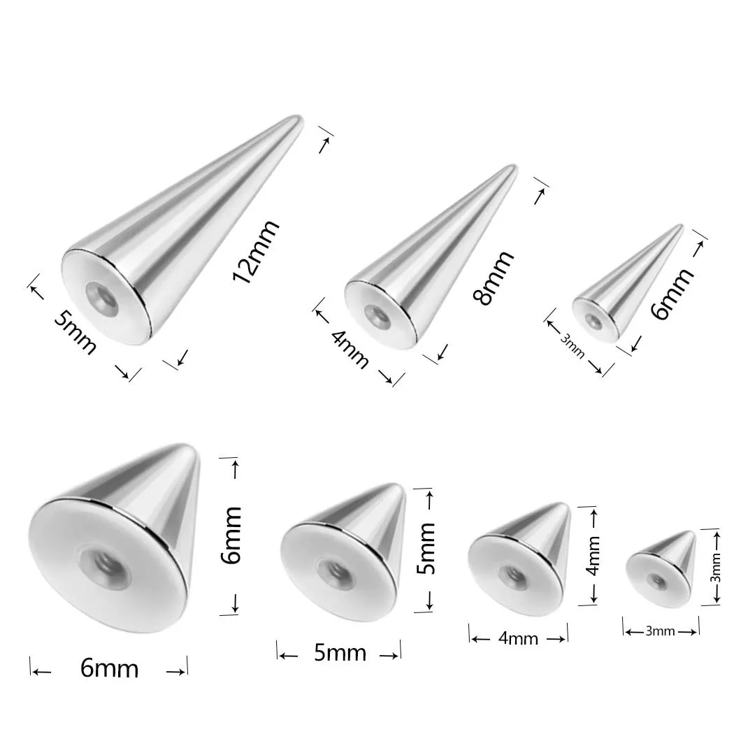 Stainless Steel Jewelry Accessories DIY10 Pcs/bag Punk Earrings Lip Stud Eyebrow Navel Rings Replacement Ball Tip Cone