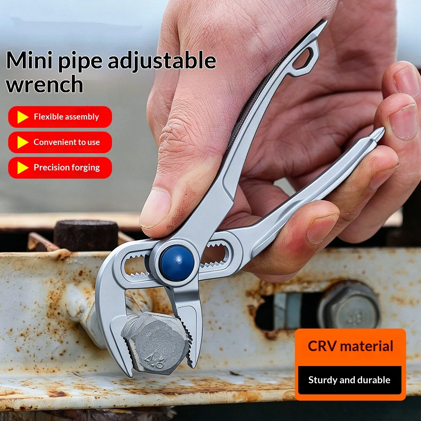 4 Inch Mini Groove Joint Pliers With Push Lock V Jaw Fast Adjustable For Tight Spaces Multi Surface Grip