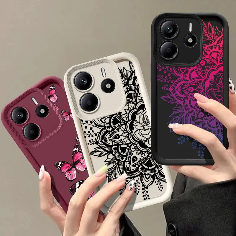 Cute Cat Plant Silicone Case For Xiaomi Redmi Note 14 13 12 11 Pro Plus 11S 12s 4G 5G POCO X7 PRO Cover Soft Shockproof Cases