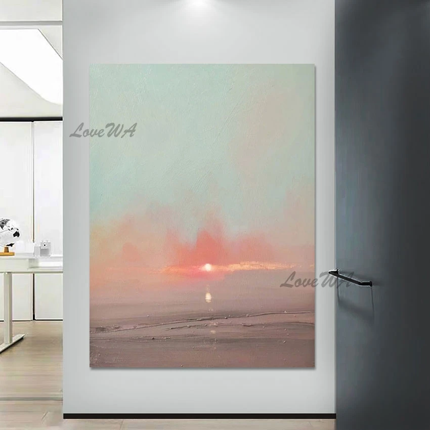 

Sunset Natural Scenery Wall Picture Modern Art Abstract Canvas Painting Beach Landscape Hand Drawing Frameless Nordic Decor