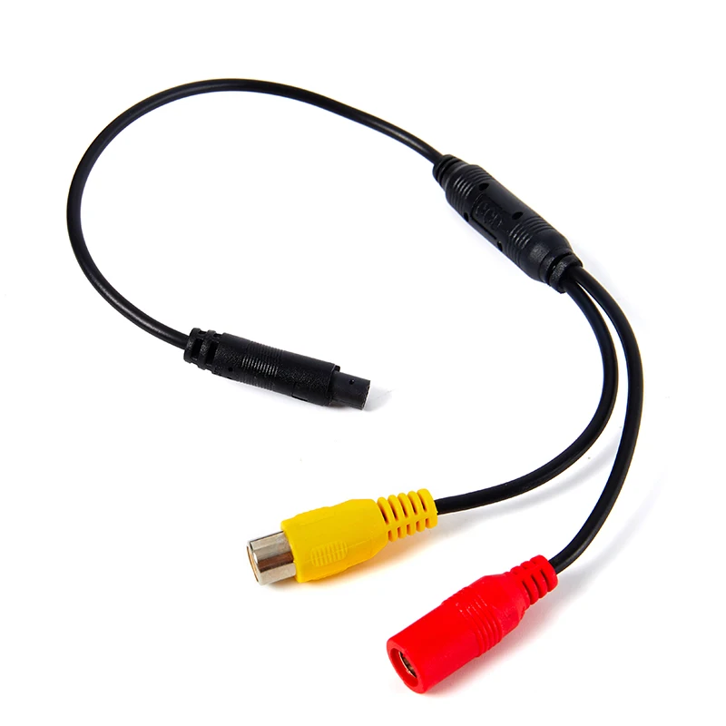 1Pc Car Reverse Backup Rear View Camera 4-Pin Male Connector To RCA Wire Power Harness Adapter Car Accessories