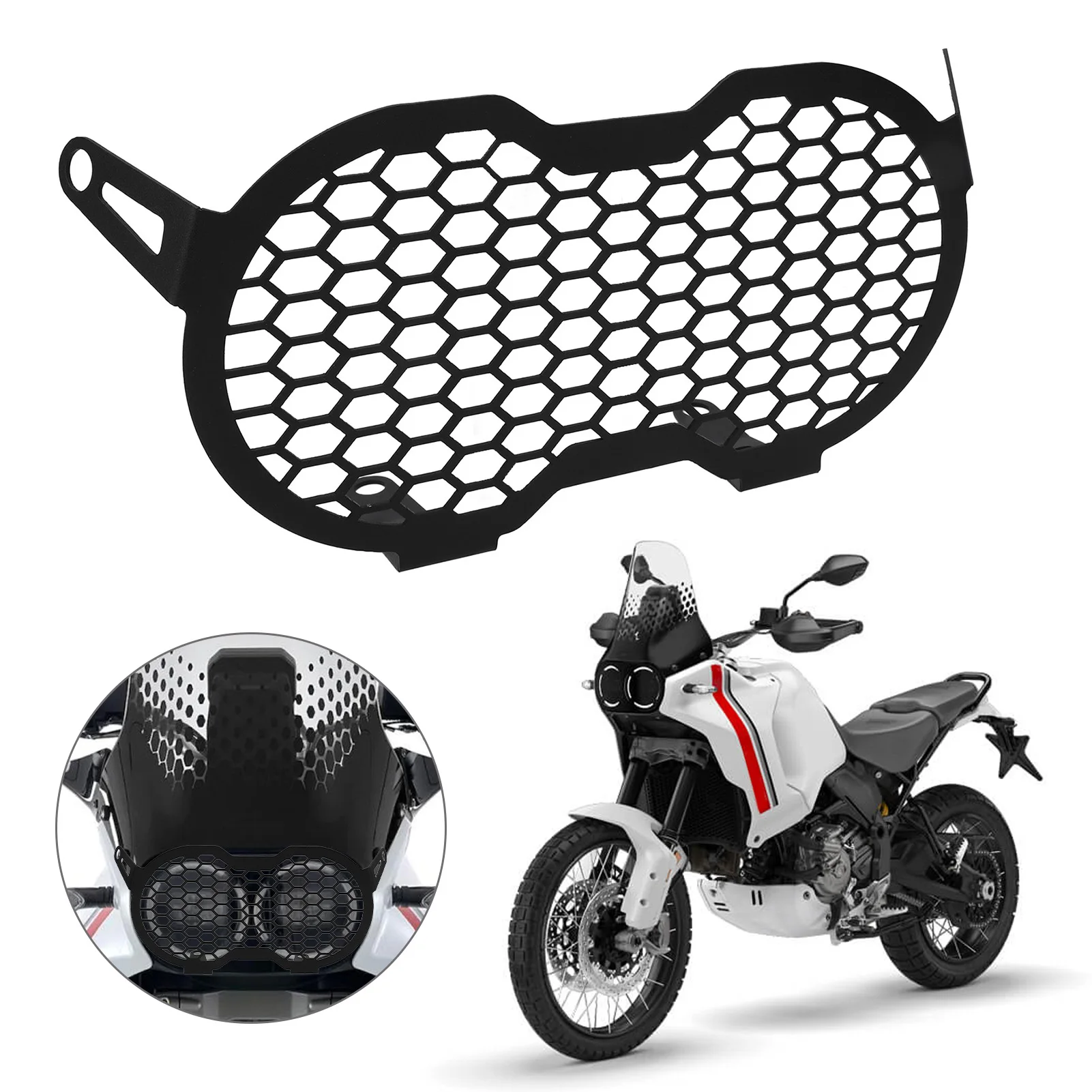 

Motorcycle Headlight Protection Grille Metal Headlamp Grill Cover Mesh Guard Replacemen