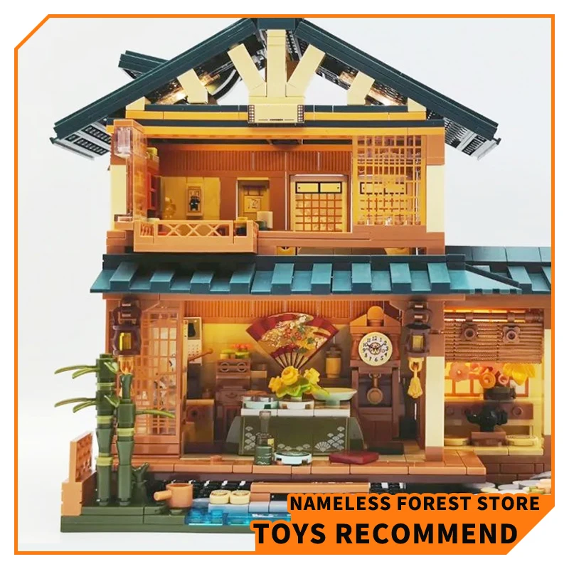 1099Pcs Japanese Country House MOC Bricks Courtyard View Building Model Plastic Blocks Toys Adult Boys Children Christmas Gifts