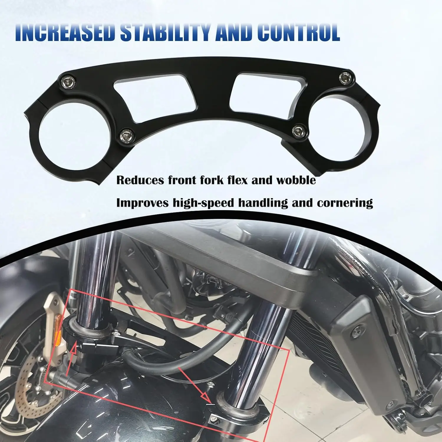 CNC Billet Aluminum T6 Fork Brace Stabilizer for Honda CMX1100 Rebel 1100 Front Fork Stabilizer Reduces Wobble Improves Handling