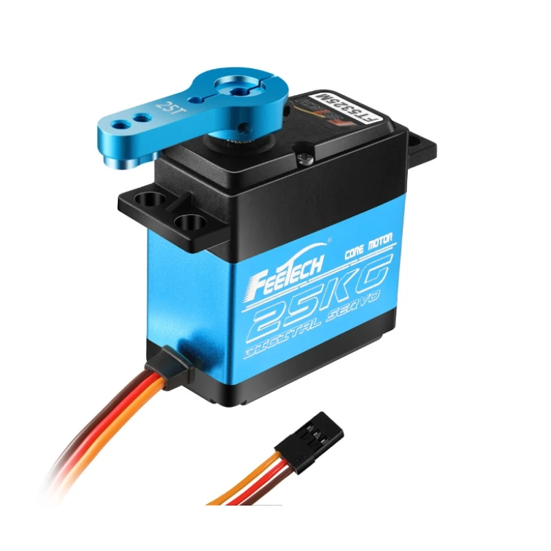 Feetech 25kg Standard Size 180-Degree Steel Gear Digital Servo Waterproof With Torque Protection for RC Control Car Model Robot